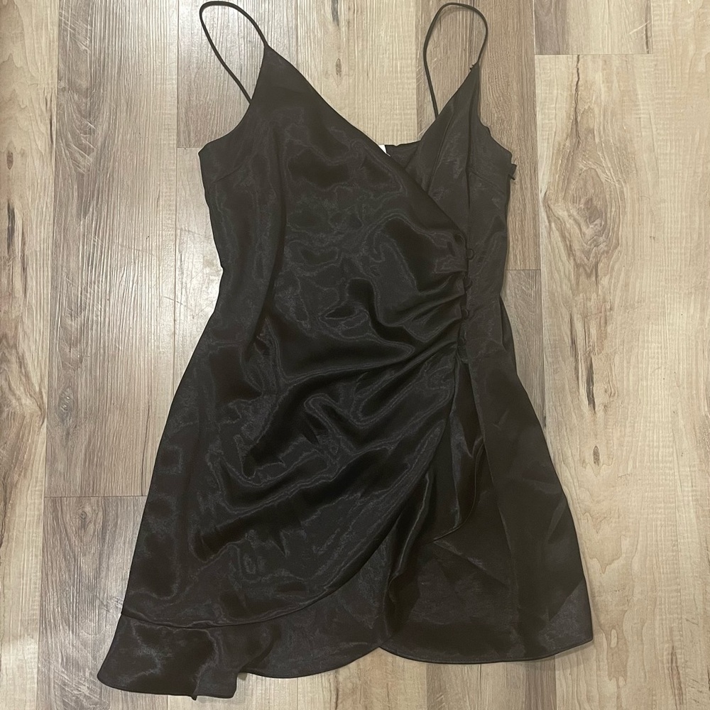 TOPSHOP BLACK SATIN DRESS